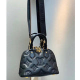 Louis Vuitton LV Women Alma BB Handbag Black Quilted Embroidered Smooth Calf Leather
