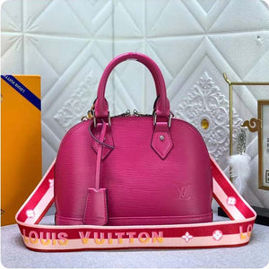 Louis Vuitton LV Women Alma BB Handbag Guimauve Purple Epi Grained Cowhide Leather