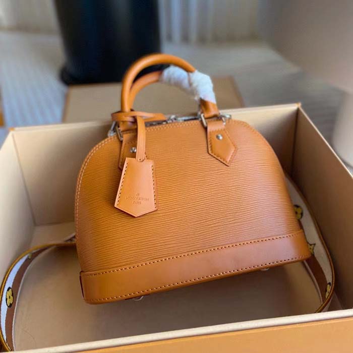 Louis Vuitton LV Women Alma BB Handbag Honey Gold Epi Grained Cowhide Leather