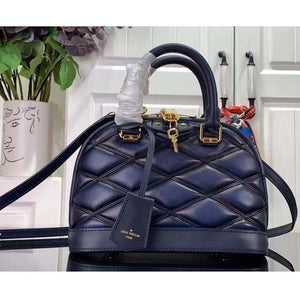 Louis Vuitton LV Women Alma BB Handbag Navy Blue Lamb Leather Cowhide