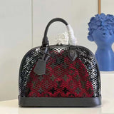 Louis Vuitton LV Women Alma PM Handbag Black Patent Calfskin Cowhide Leather