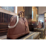 Louis Vuitton LV Unisex Alma Travel GM Cognac Calf Leather Double Zip Closure Handbag