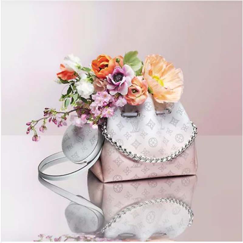 Louis Vuitton LV Women Bella Bucket Bag Gradient Pink Mahina Perforated Calf Leather