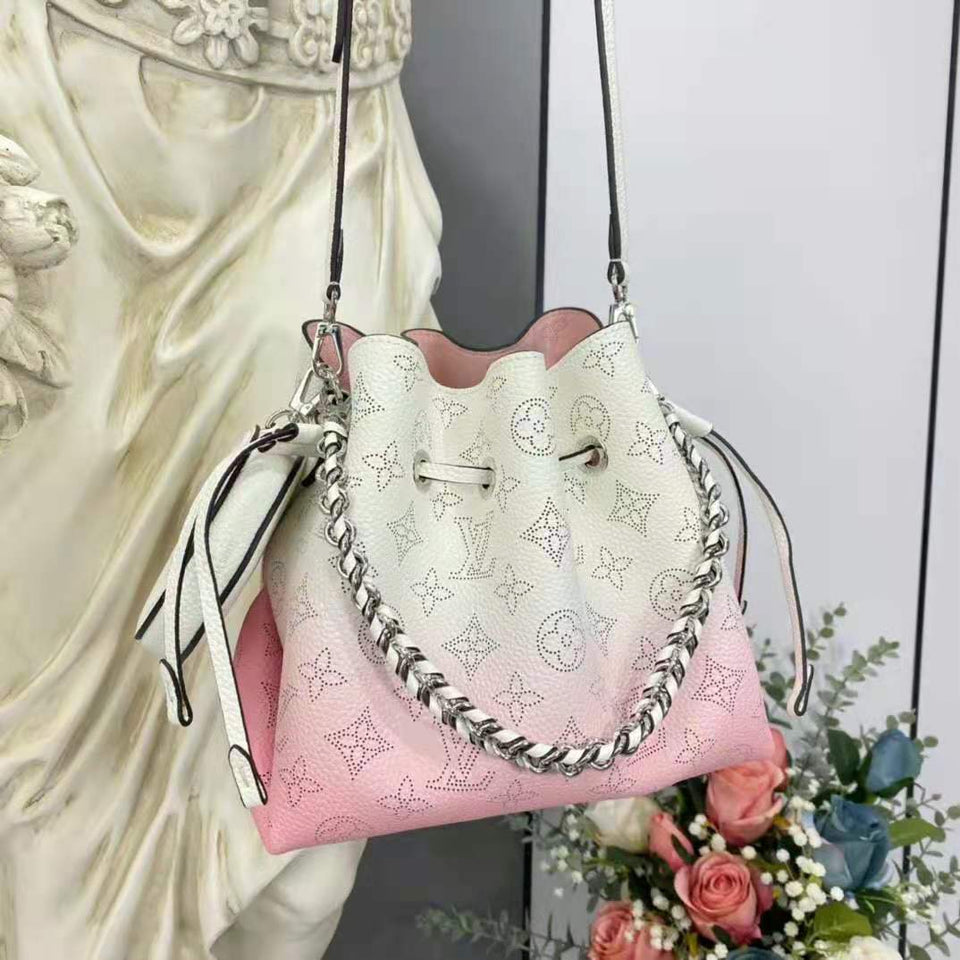 Louis Vuitton LV Women Bella Bucket Bag Gradient Pink Mahina Perforated Calf Leather