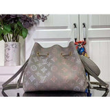 Louis Vuitton LV Women Bella Bucket Bag Gray Mahina Perforated Calfskin Leather Microfiber Lining