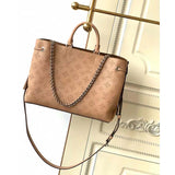 Louis Vuitton LV Women Bella Tote Brown Mahina Perforated Calfskin