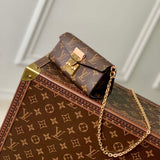 Louis Vuitton LV Women Bitsy Pouch Brown Monogram Flower Canvas Clutch