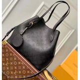 Louis Vuitton LV Women Blossom MM Tote Bag Black Mahina Perforated Calfskin Leather