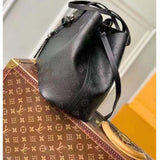 Louis Vuitton LV Women Blossom MM Tote Bag Black Mahina Perforated Calfskin Leather