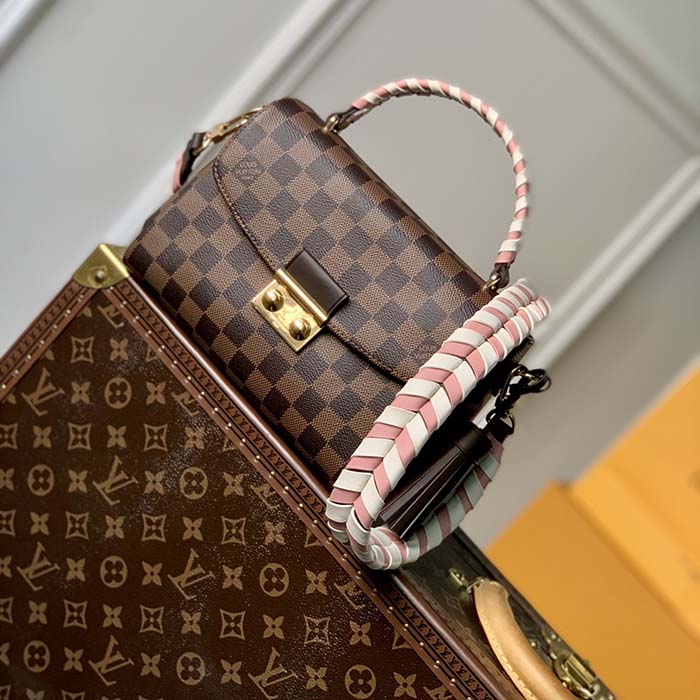 Louis Vuitton LV Women Braided Croisette Brown Damier Ebene Coated Canvas Handbag