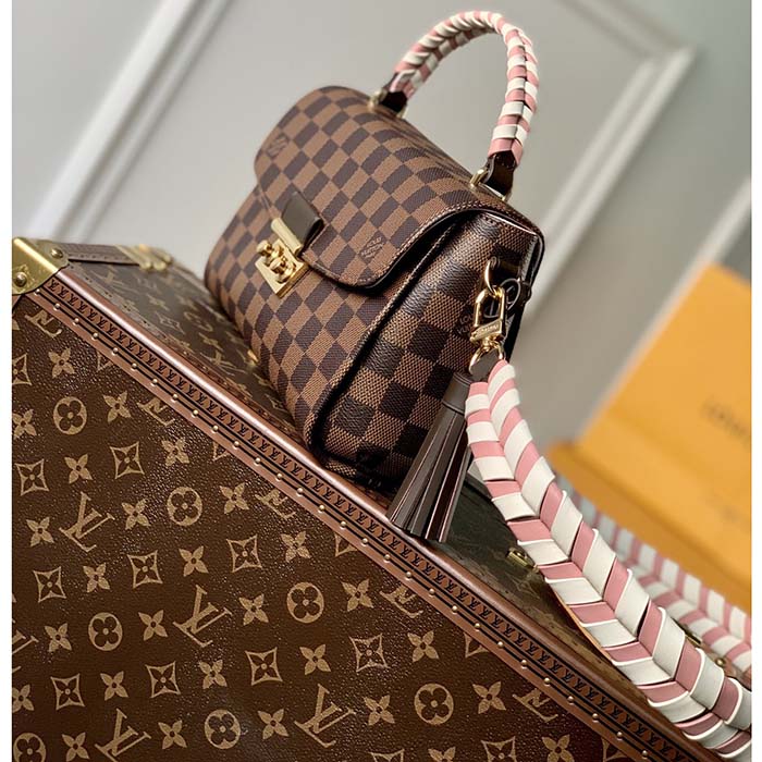Louis Vuitton LV Women Braided Croisette Brown Damier Ebene Coated Canvas Handbag