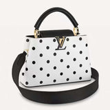 Louis Vuitton LV Women Capucines BB Black White Calfskin Cowhide Leather Handbag