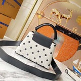 Louis Vuitton LV Women Capucines BB Black White Calfskin Cowhide Leather Handbag