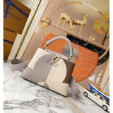 Louis Vuitton LV Women Capucines BB Gray Crème Taurillon Cowhide Leather Handbag