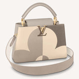 Louis Vuitton LV Women Capucines BB Gray Crème Taurillon Cowhide Leather Handbag
