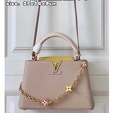 Louis Vuitton LV Women Capucines BB Handbag Beige Pink Taurillon Leather