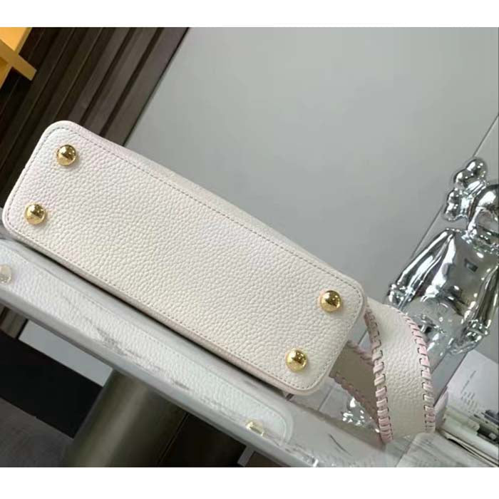 Louis Vuitton LV Women Capucines BB Handbag Cream Beige Pearly Pink Taurillon Cowhide Leather