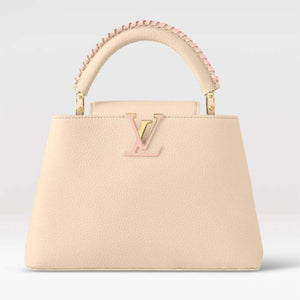 Louis Vuitton LV Women Capucines BB Handbag Cream Beige Pearly Pink Taurillon Leather