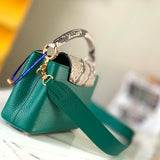 Louis Vuitton LV Women Capucines Mini Handbag Emeraude Green Taurillon Leather Python Skin