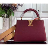 Louis Vuitton LV Women Capucines BB Handbag Griotte Red Arizona Taurillon Cowhide Leather