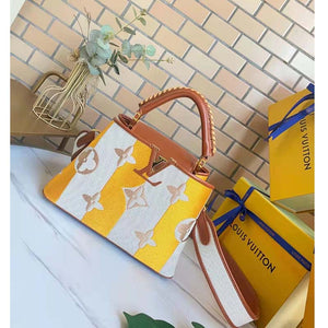 Louis Vuitton LV Women Capucines BB Handbag Yellow Calfskin Canvas