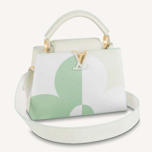 Louis Vuitton LV Women Capucines BB Jade White Taurillon Cowhide Leather Handbag