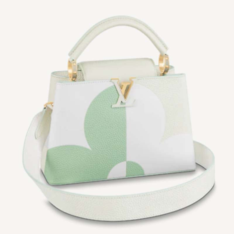 Louis Vuitton LV Women Capucines BB Jade White Taurillon Cowhide Leather Handbag