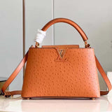 Louis Vuitton LV Women Capucines BB Orange Menthe Mint Ostrich Leather Monogram Flower Handbag