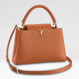 Louis Vuitton LV Women Capucines BB Orange Menthe Mint Ostrich Leather Monogram Flower Handbag