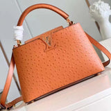 Louis Vuitton LV Women Capucines BB Orange Menthe Mint Ostrich Leather Monogram Flower Handbag