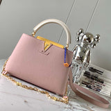 Louis Vuitton LV Women Capucines BB Powdered Beige Taurillon Leather Handbag