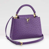 Louis Vuitton LV Women Capucines BB Purple Menthe Mint Ostrich Leather Monogram Flower Handbag