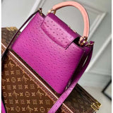 Louis Vuitton LV Women Capucines BB Purple Menthe Mint Ostrich Leather Monogram Flower Handbag