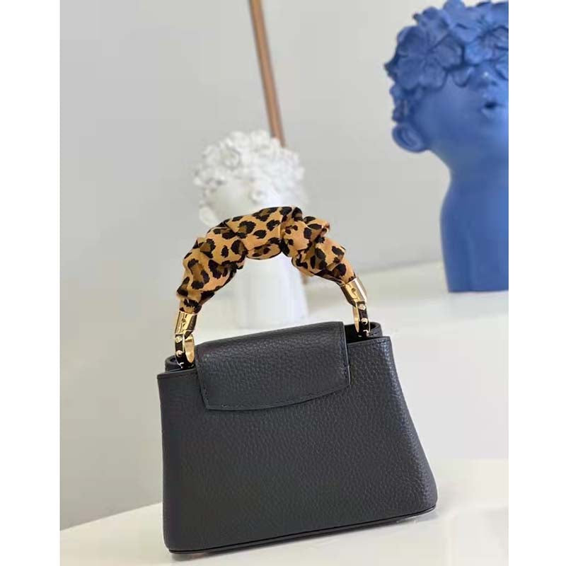 Louis Vuitton LV Women Capucines MM Black Taurillon Cowhide Leather Handbag