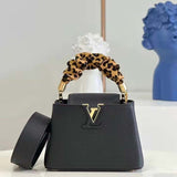 Louis Vuitton LV Women Capucines MM Black Taurillon Cowhide Leather Handbag