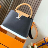 Louis Vuitton LV Women Capucines MM Handbag Black Beige Red Taurillon Leather
