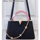 Louis Vuitton LV Women Capucines MM Handbag Black Pink Taurillon Leather