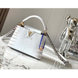 Louis Vuitton LV Women Capucines Mini Handbag Beige Brown Brilliant Crocodilien Leather