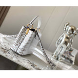 Louis Vuitton LV Women Capucines Mini Handbag Beige Brown Brilliant Crocodilien Leather