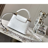 Louis Vuitton LV Women Capucines Mini Handbag Beige Brown Brilliant Crocodilien Leather
