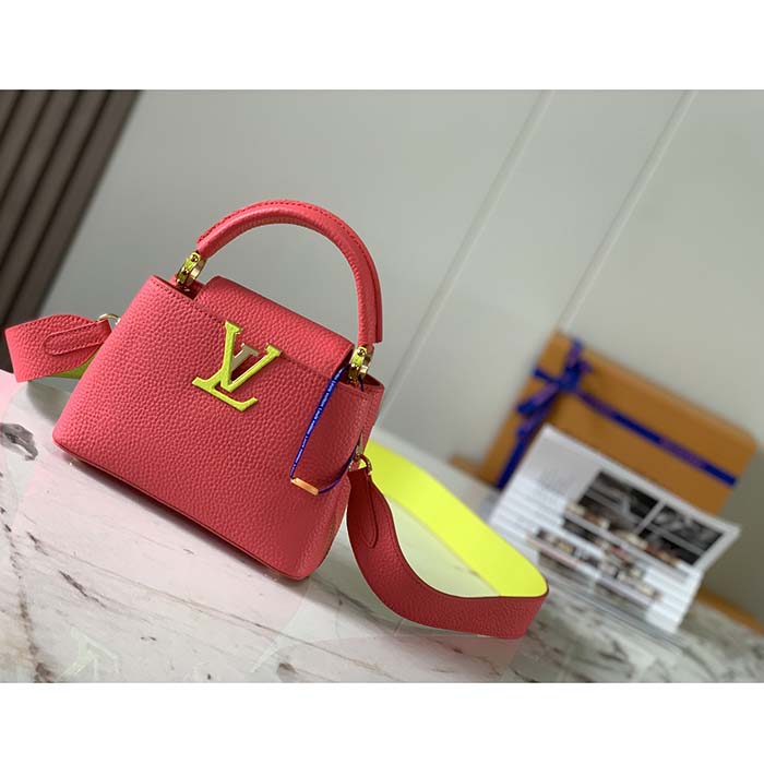 Louis Vuitton LV Women Capucines Mini Handbag Dragon Fruit Pink Cedrat Taurillon Leather