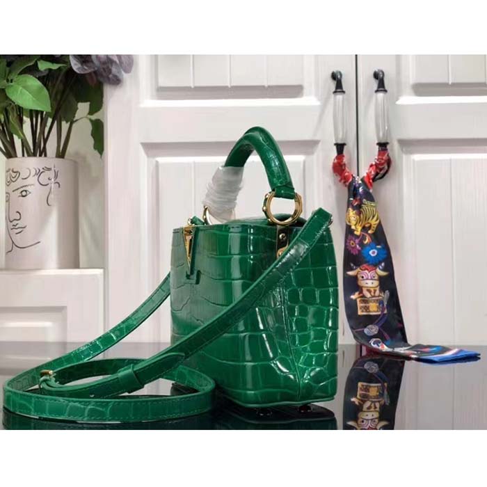Louis Vuitton LV Women Capucines Mini Handbag Green Crocodilien Brillant Savoir Faire