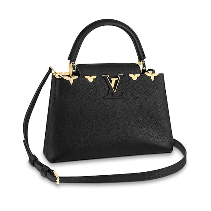 Louis Vuitton LV Women Capucines PM Taurillon Leather in Black Handbag