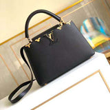 Louis Vuitton LV Women Capucines PM Taurillon Leather in Black Handbag