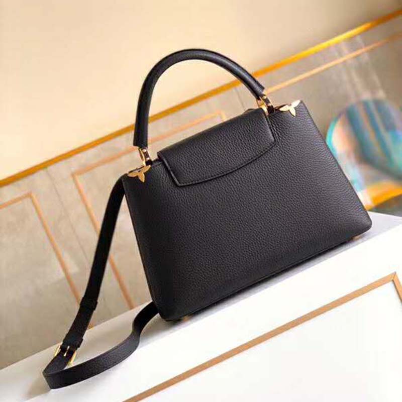 Louis Vuitton LV Women Capucines PM Taurillon Leather in Black Handbag