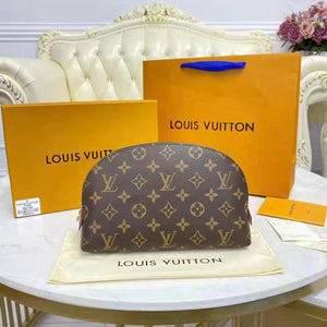 Louis Vuitton LV Women Cosmetic Pouch GM Coated Canvas Cowhide Leather Clutch