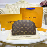 Louis Vuitton LV Women Cosmetic Pouch GM Coated Canvas Cowhide Leather Clutch