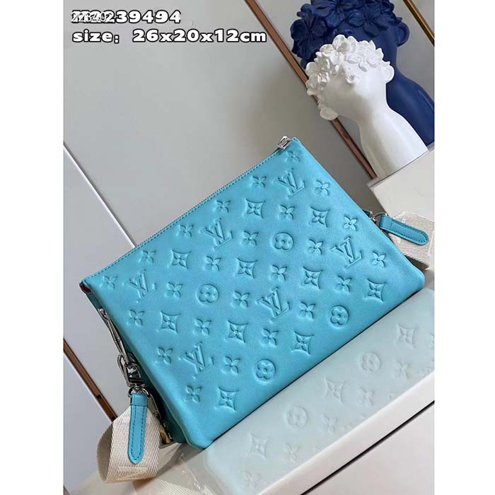 Louis Vuitton LV Women Coussin PM Handbag Azure Blue Lambskin Calfskin