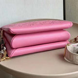 Louis Vuitton LV Women Coussin PM Handbag Rose Bonbon Pink Lambskin Cowhide Leather