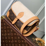 Louis Vuitton LV Women Diane Handbag Beige Brown Monogram Coated Canvas Shearling